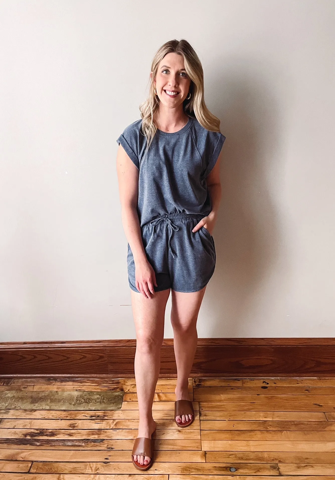Navy Sightseeing Drawstring Shorts