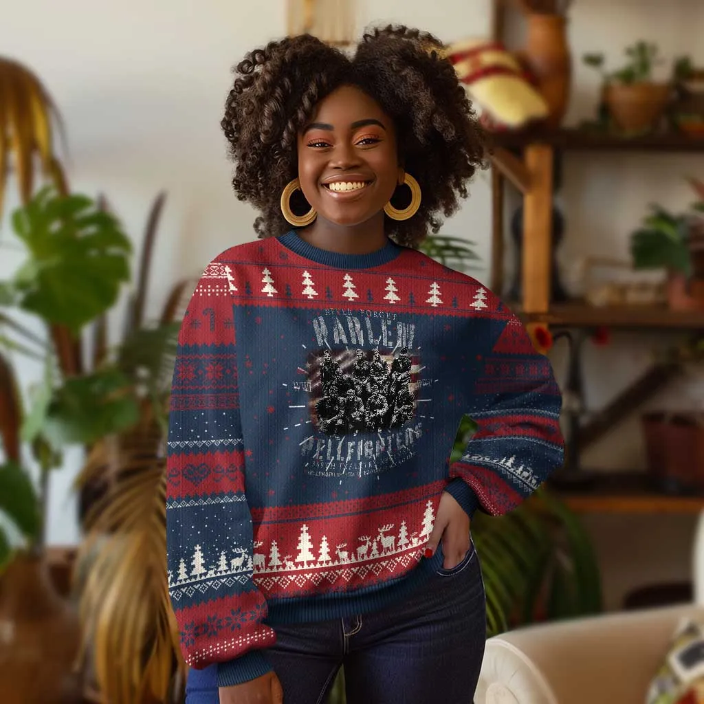 Never Forget Harlem Hellfighters Ugly Christmas Sweater Vintage USA Flag TS11