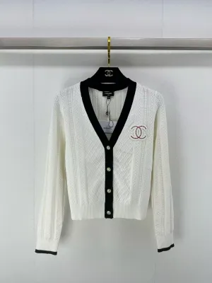 New Check Jacquard Logo Knit Cardigan