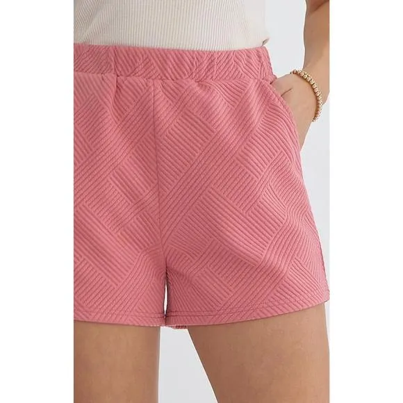 NEW ENTRO textured shorts and top set in coral pink