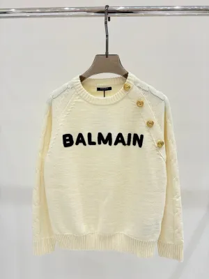 New solid color letter jacquard knitted long sleeve