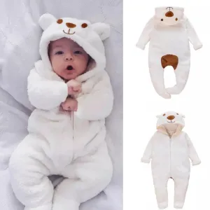 Newborn Baby Bear Hoodies Zipper Romper