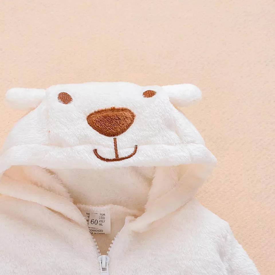 Newborn Baby Bear Hoodies Zipper Romper