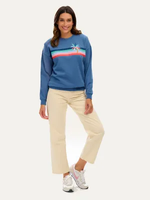 Noah Palm Stripe Sweatshirt - BLUE