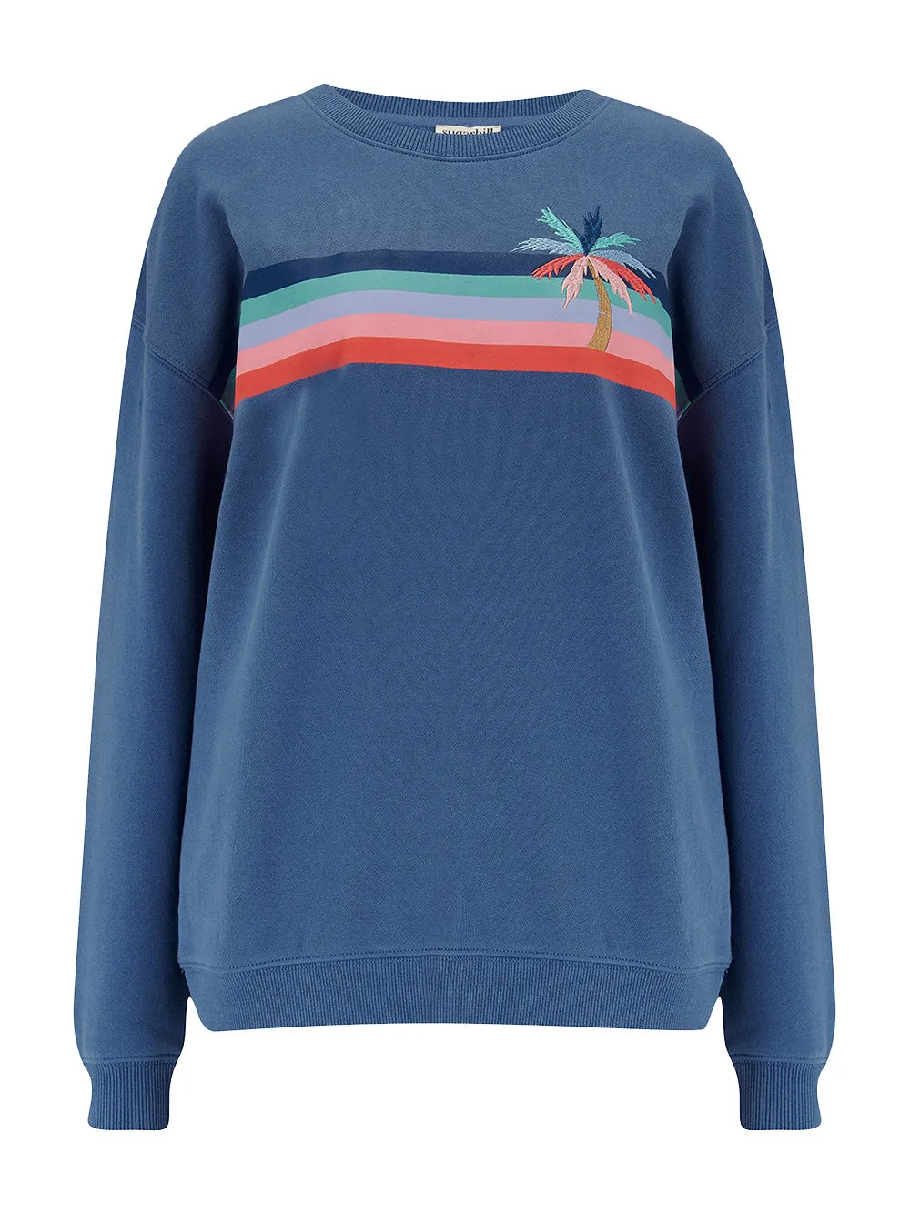 Noah Palm Stripe Sweatshirt - BLUE
