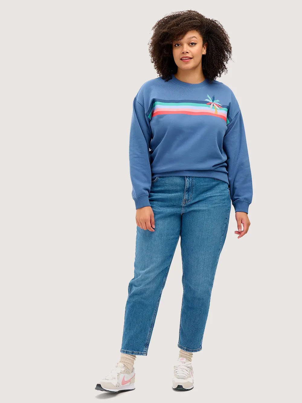 Noah Palm Stripe Sweatshirt - BLUE