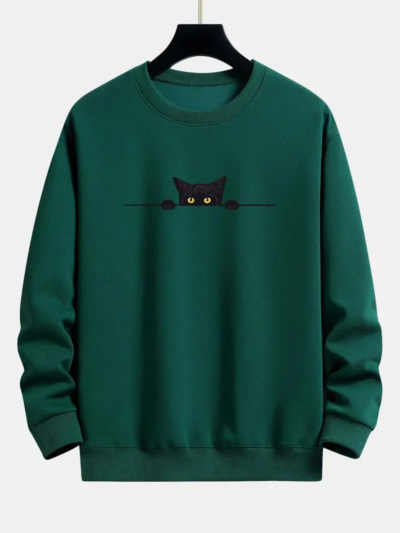 Noah | relax fit sweatshirt with black cat print