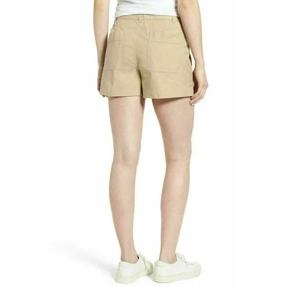 Nordstrom Signature Womens Beige Cement Patch Pocket Shorts Size 12   $149
