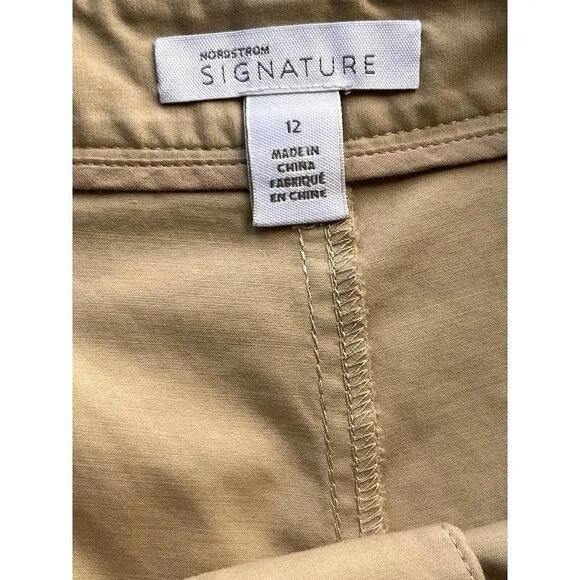 Nordstrom Signature Womens Beige Cement Patch Pocket Shorts Size 12   $149