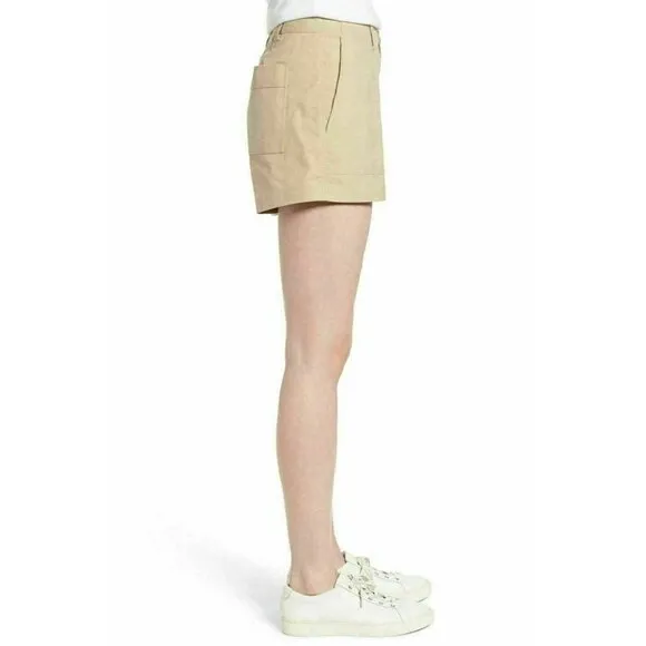 Nordstrom Signature Womens Beige Cement Patch Pocket Shorts Size 12   $149