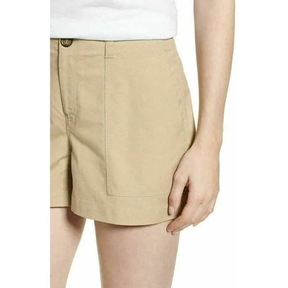 Nordstrom Signature Womens Beige Cement Patch Pocket Shorts Size 12   $149