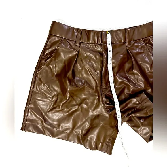 NWT- ABERCROMBIE &amp; FITCH High Rise Vegan Brown Leather Shorts