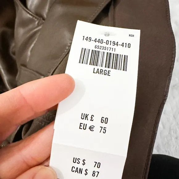 NWT- ABERCROMBIE &amp; FITCH High Rise Vegan Brown Leather Shorts