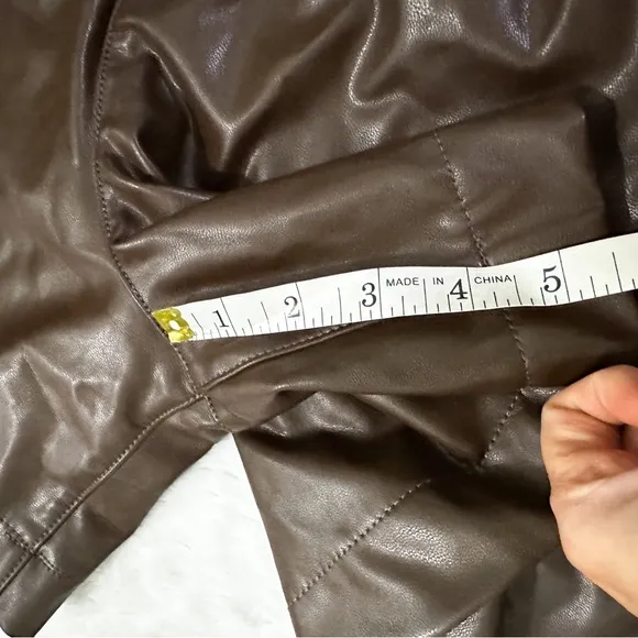 NWT- ABERCROMBIE &amp; FITCH High Rise Vegan Brown Leather Shorts