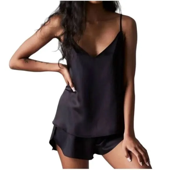 NWT Ettitude Bamboo Silky PJ Set - Women's Onyx Black Cami &amp; Shorts 2 Piece Set
