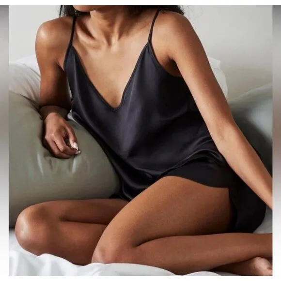 NWT Ettitude Bamboo Silky PJ Set - Women's Onyx Black Cami &amp; Shorts 2 Piece Set