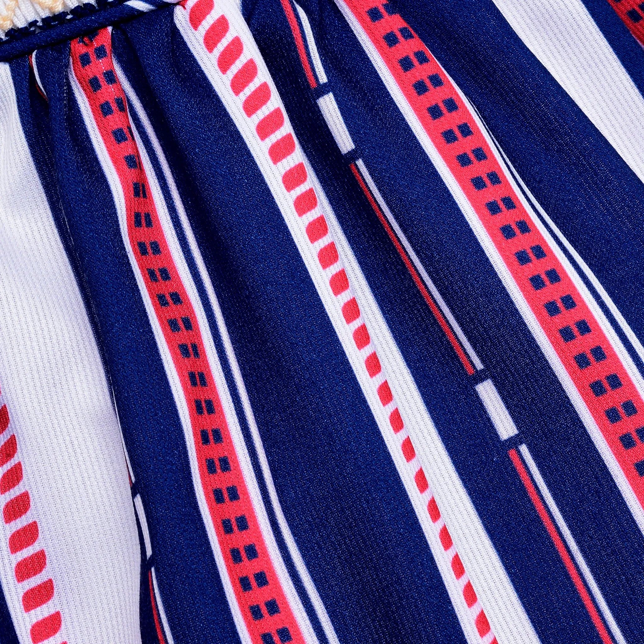 Ocean Baby Girls Smocked Red, White & Blue Cotton Petticoat Layered Dress (6M-8Yrs)