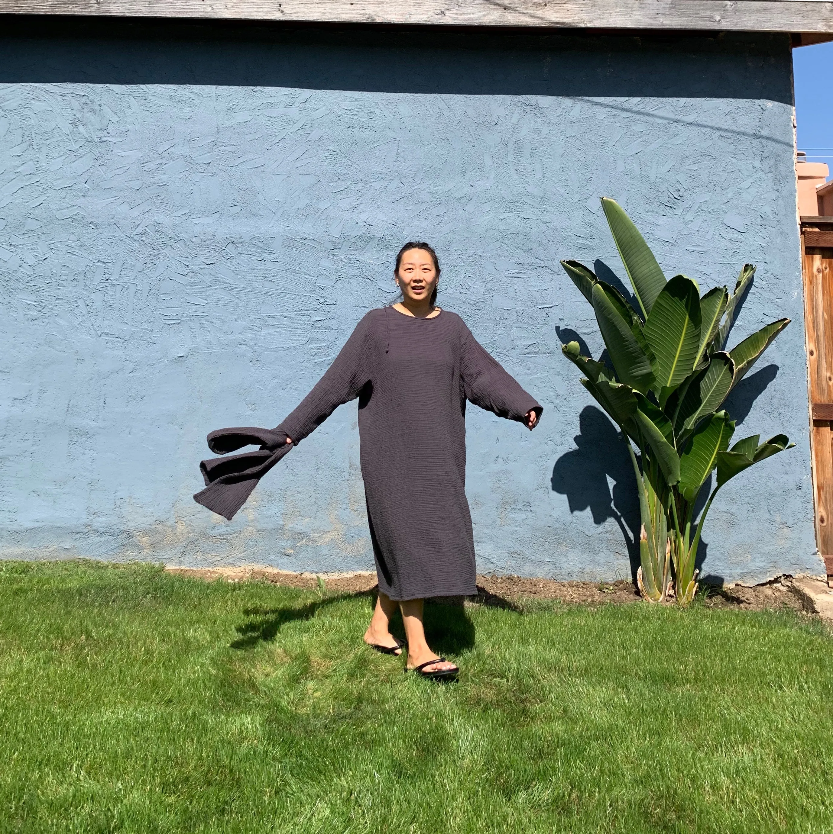 October Dress Charcoal (Detachable Belt Included)