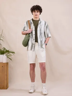 Off White Textured Shorts
