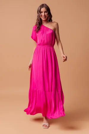 One-shoulder Gathered Maxi Dress