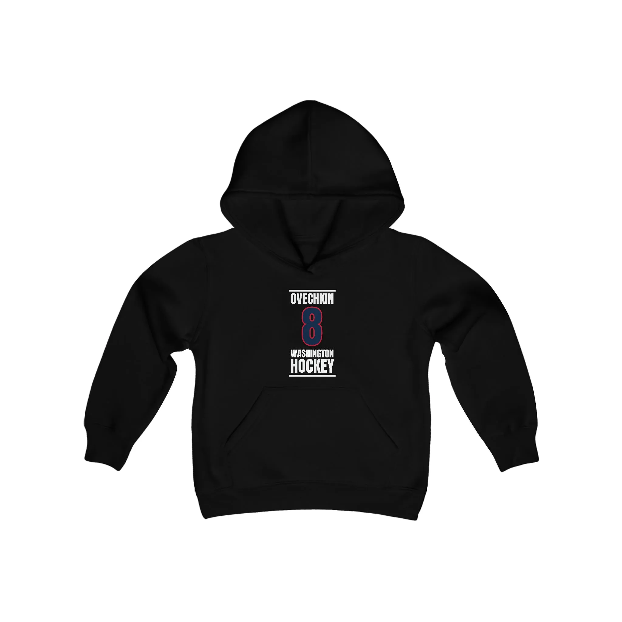 Ovechkin 8 Washington Hockey Navy Vertical Design Youth Hooded Sweatshirt