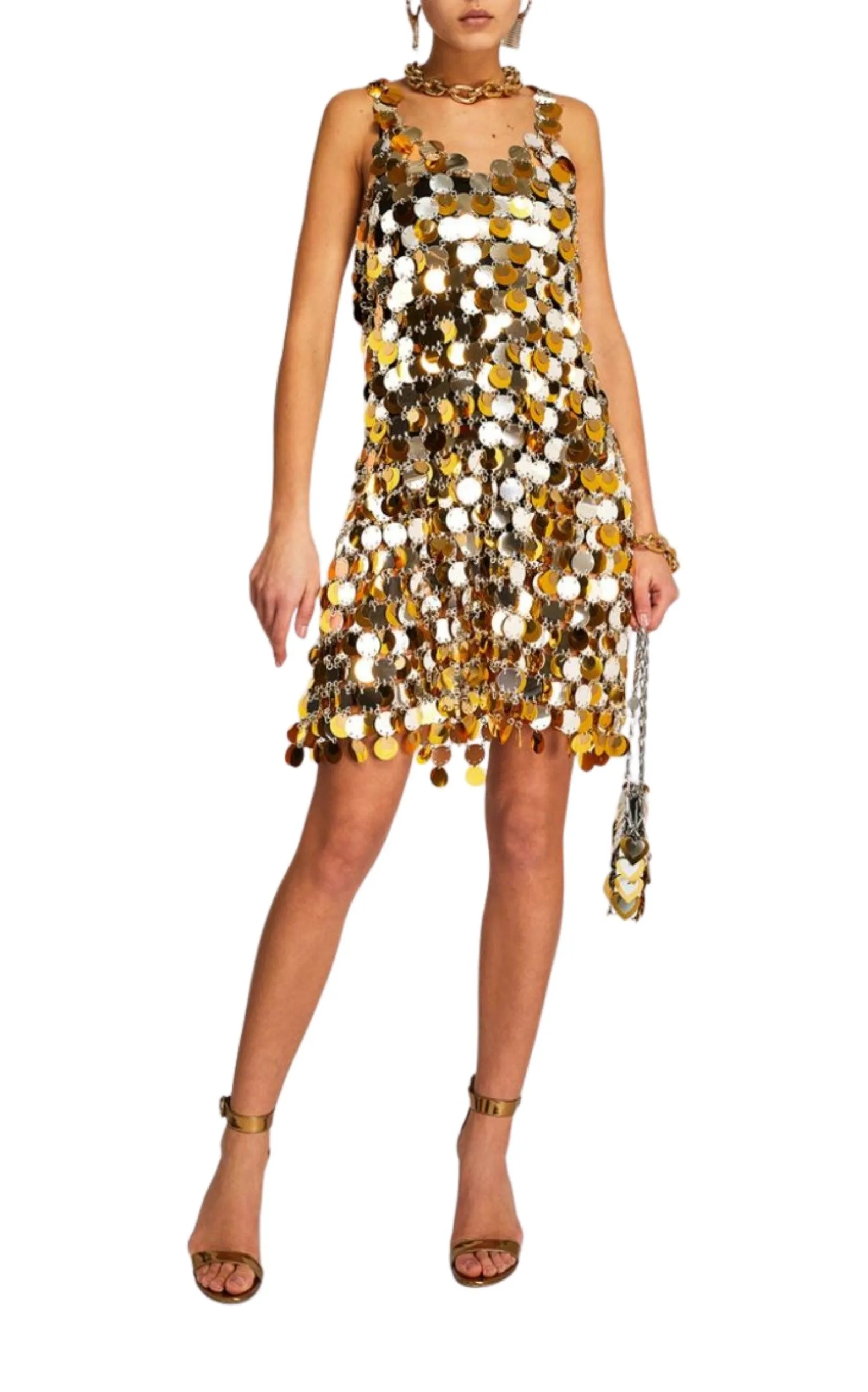 Oversized Paliette-Embellished Mini Dress