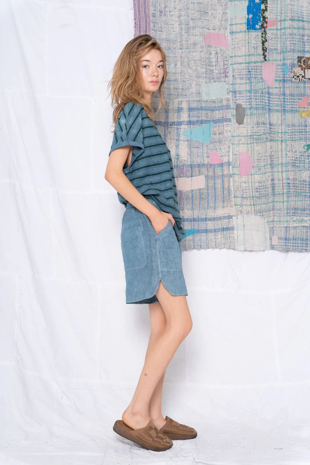 P62 Weekend Short Wild Silk & Hemp Teal