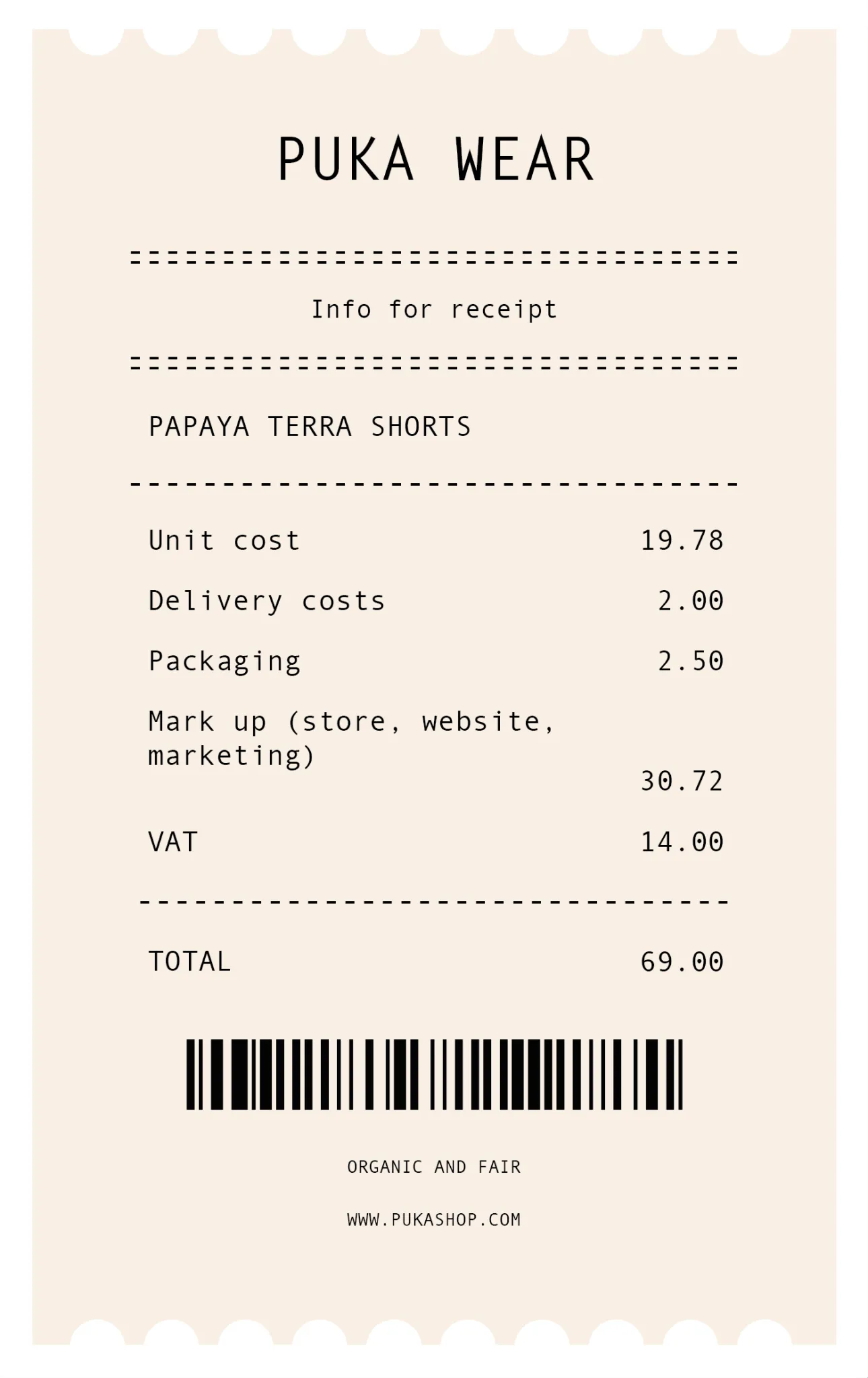 Papaya Terra organic shorts