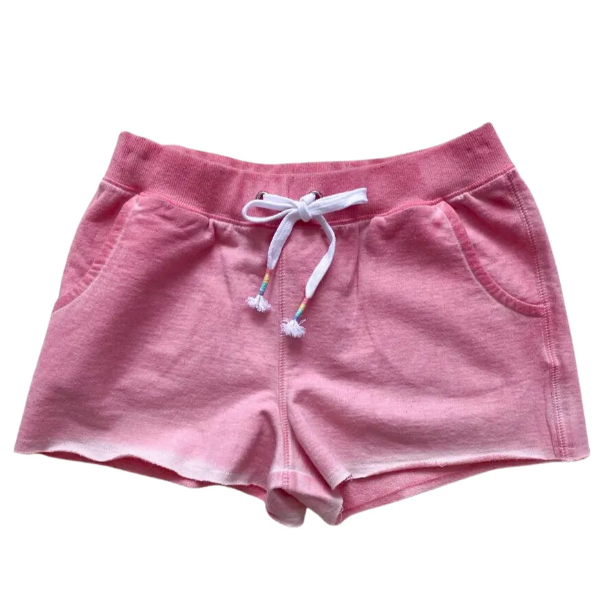 Paper Flower Quartz Pink Raw Edge Back Pocket Short
