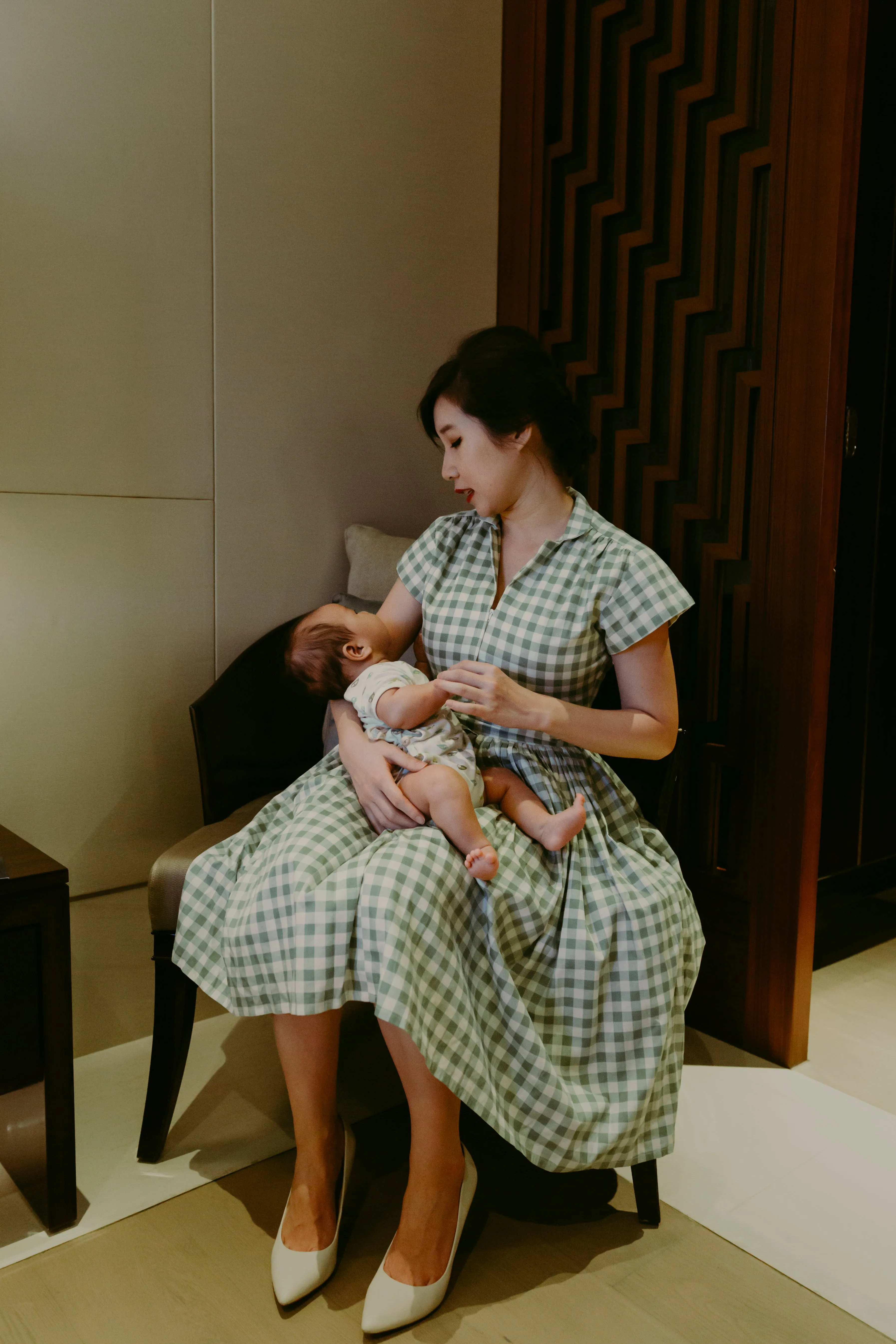 Penny Swing Dress in Green Gingham