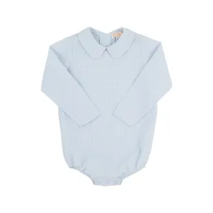 Peter Pan Collar Shirt & Onesie (Long Sleeve Woven) - Barrington Blue Mini Windowpane