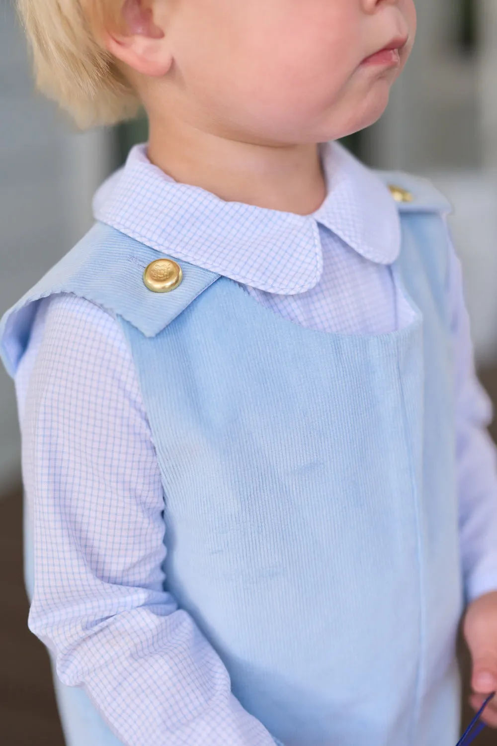 Peter Pan Collar Shirt & Onesie (Long Sleeve Woven) - Barrington Blue Mini Windowpane