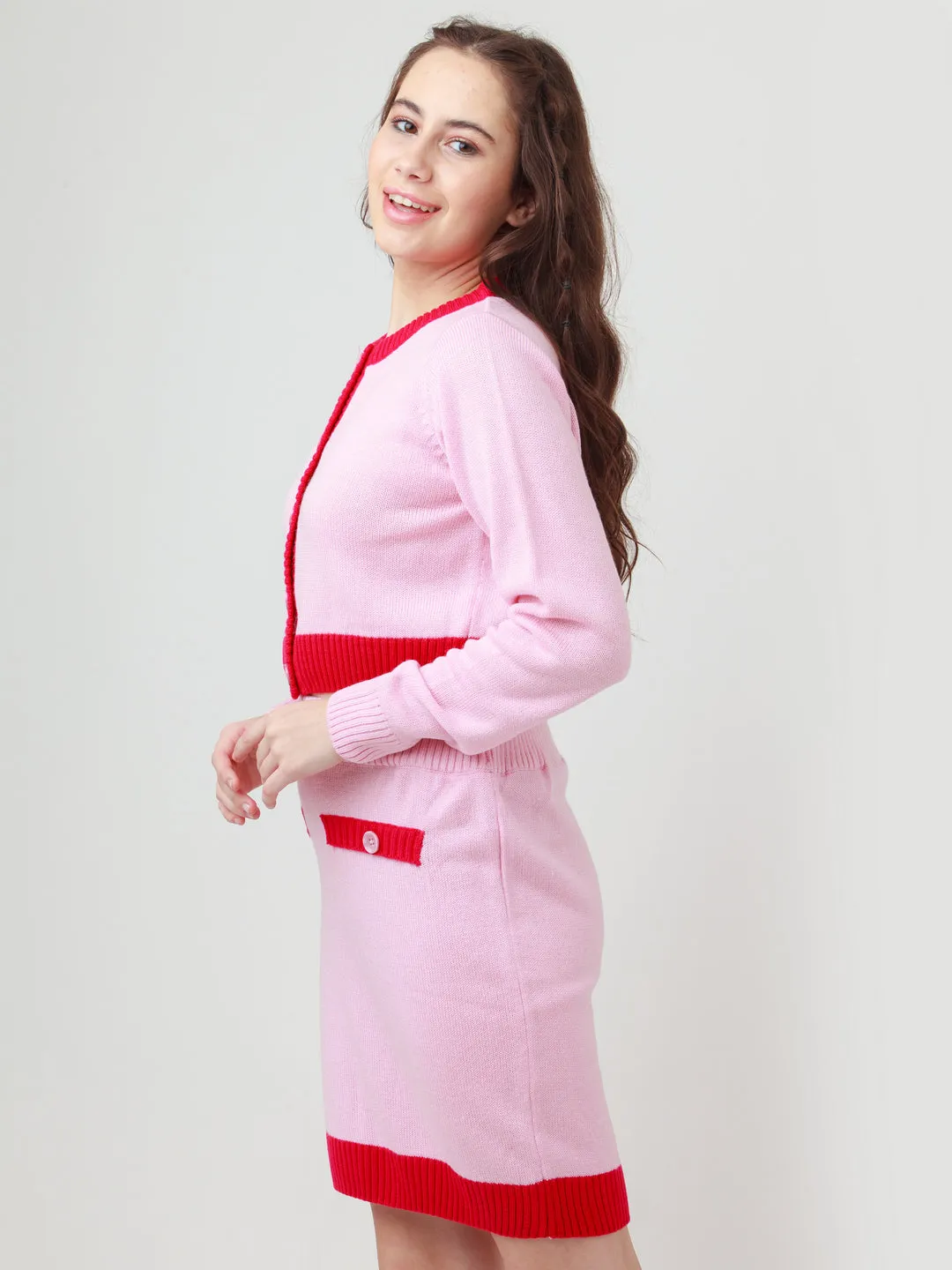 Pink Solid Fitted Sweater
