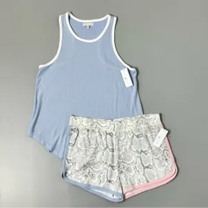 P.J. Salvage Tank Top Shorts Set in Blue and Ivory Snake Print Lounge Pajamas