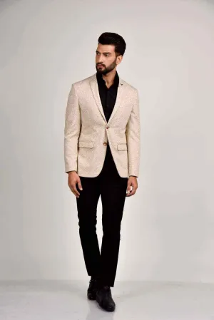 Plus Size of Beige Knitted Blazer