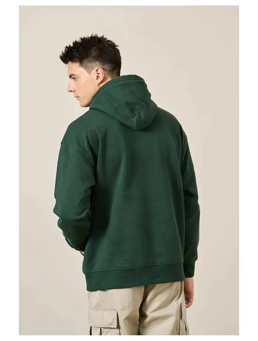Premium Autumn Hoodies for Men: High-Quality, Thick 360g Fabric, Solid Basic Sweatshirts with Jogger