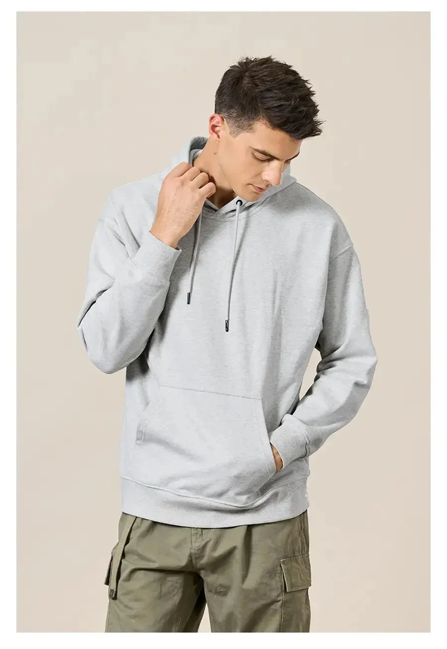 Premium Autumn Hoodies for Men: High-Quality, Thick 360g Fabric, Solid Basic Sweatshirts with Jogger