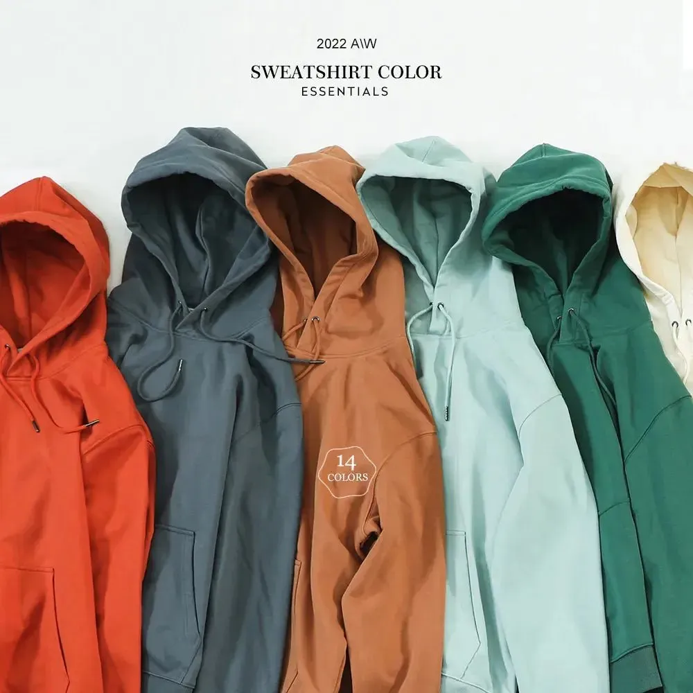 Premium Autumn Hoodies for Men: High-Quality, Thick 360g Fabric, Solid Basic Sweatshirts with Jogger