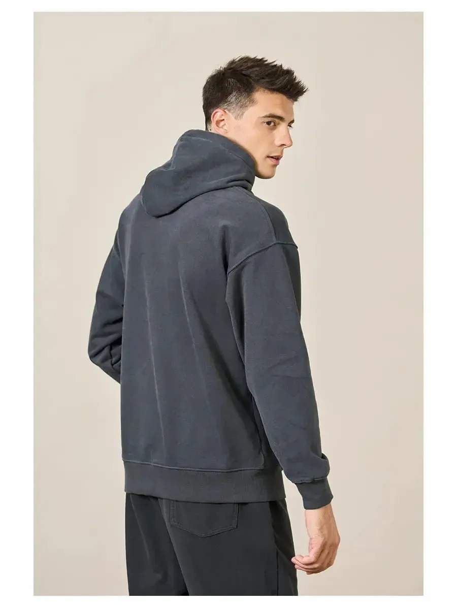 Premium Autumn Hoodies for Men: High-Quality, Thick 360g Fabric, Solid Basic Sweatshirts with Jogger