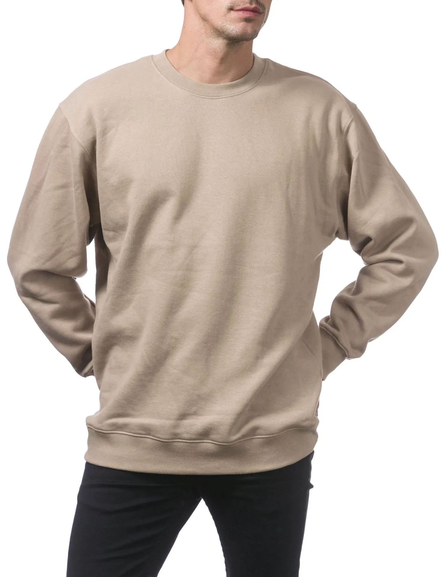 Pro Club Heavyweight Crew Neck Fleece Pullover Sweater (13oz) - KHAKI