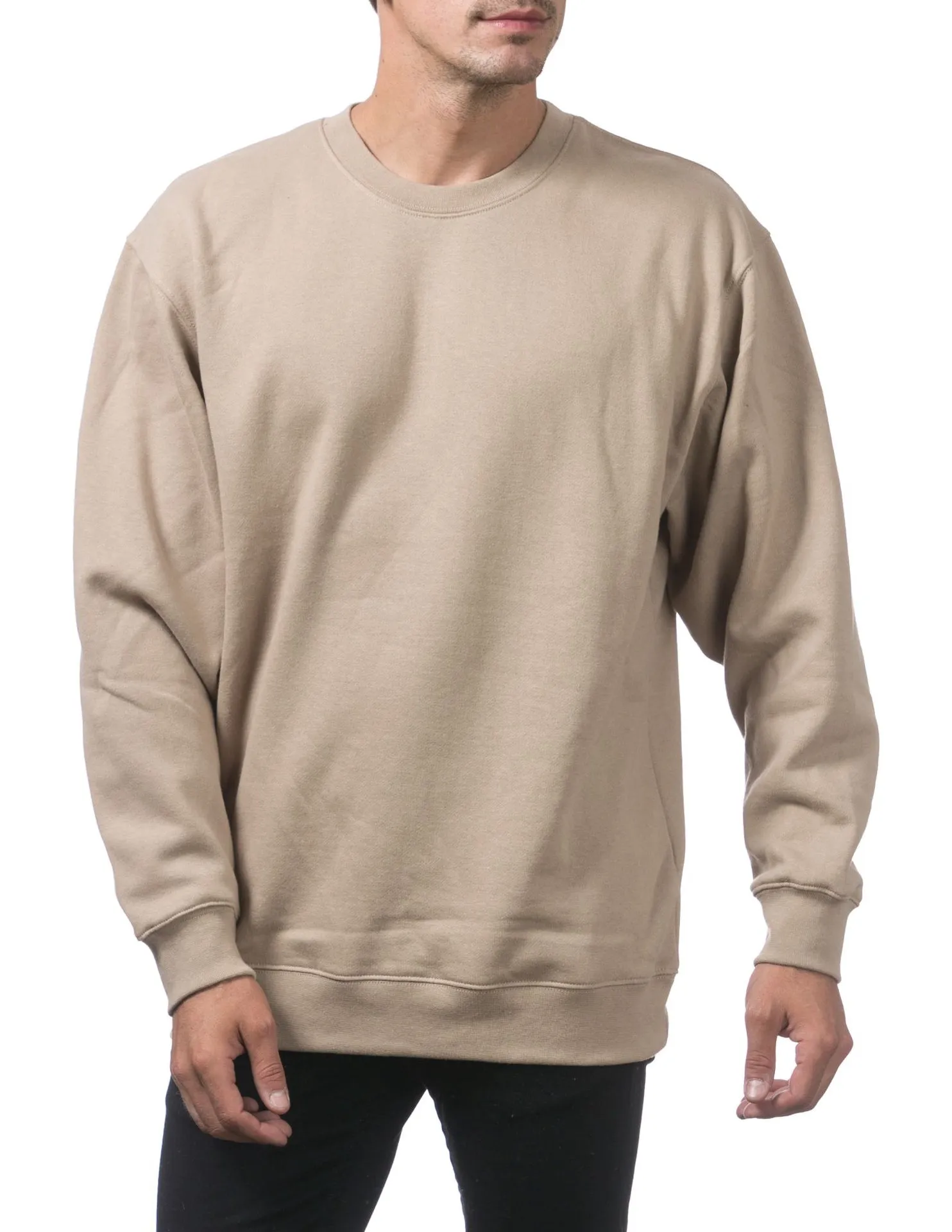 Pro Club Heavyweight Crew Neck Fleece Pullover Sweater (13oz) - KHAKI