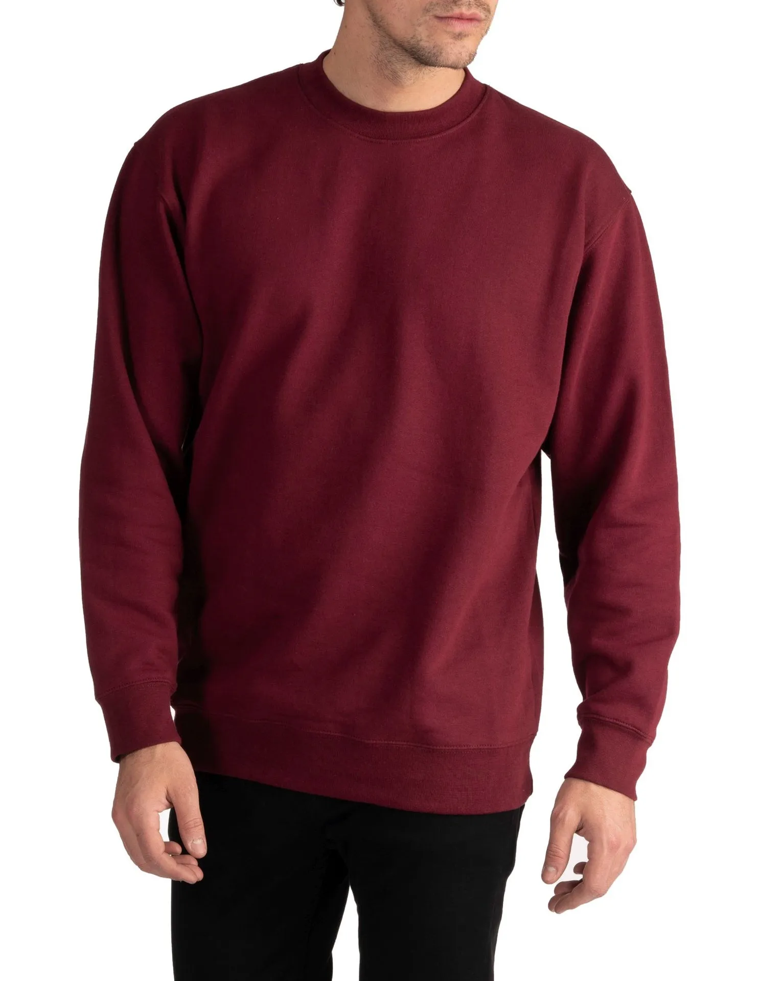 Pro Club Heavyweight Crew Neck Fleece Pullover Sweater (13oz) - MAROON