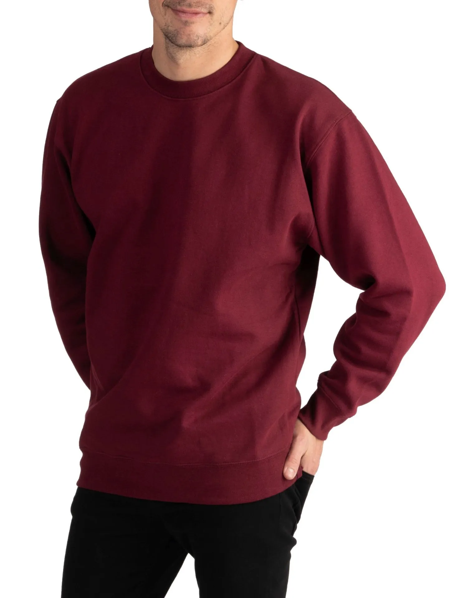 Pro Club Heavyweight Crew Neck Fleece Pullover Sweater (13oz) - MAROON