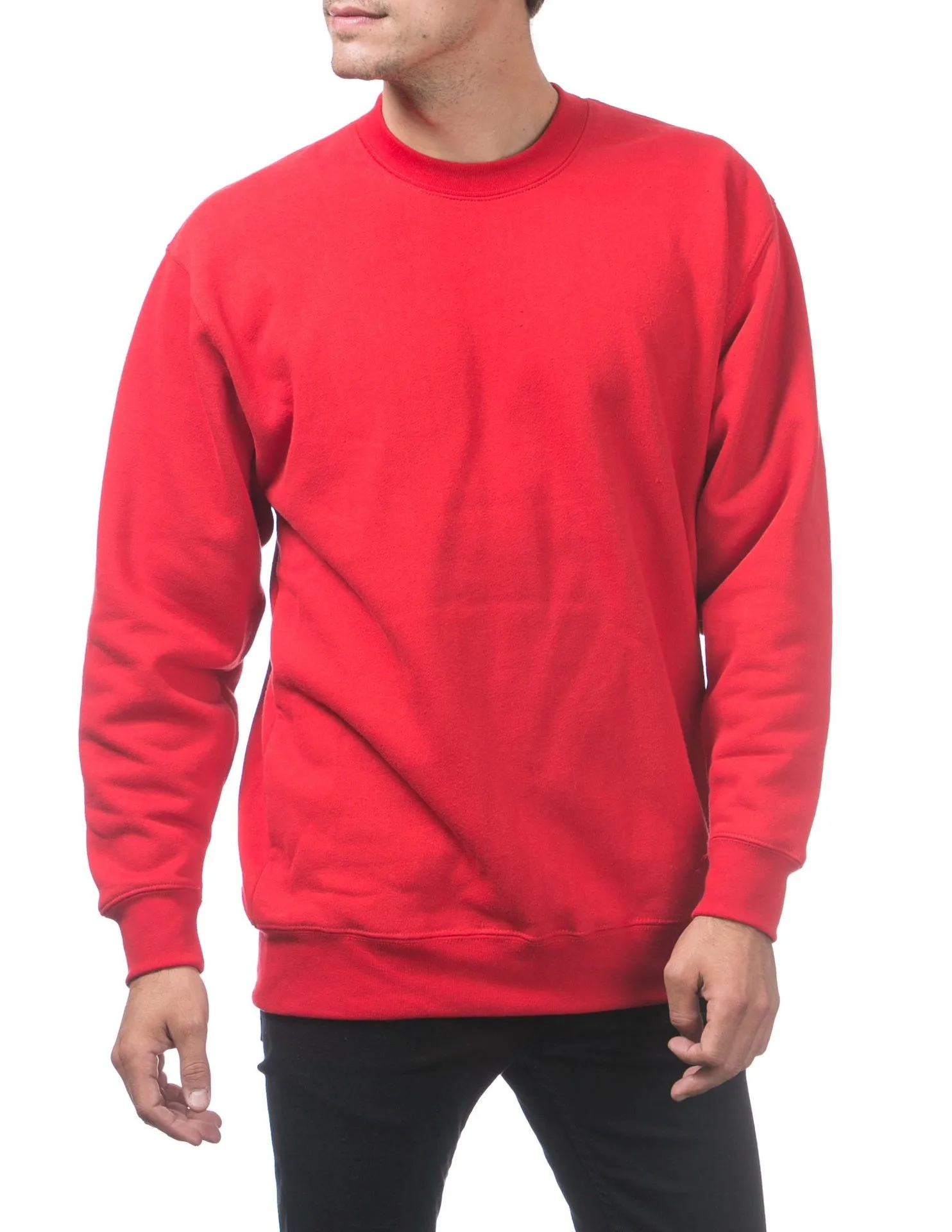 Pro Club Heavyweight Crew Neck Fleece Pullover Sweater (13oz) - RED