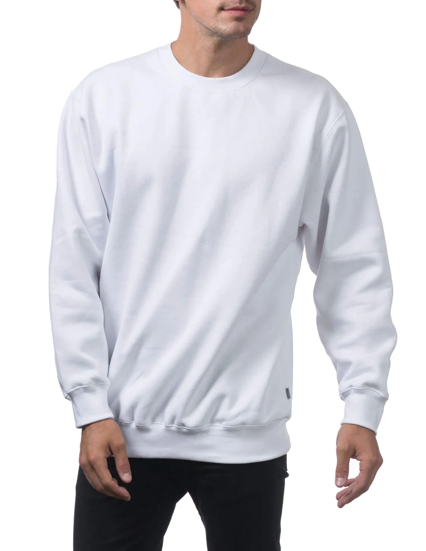 Pro Club Heavyweight Crew Neck Fleece Pullover Sweater (13oz) - WHITE
