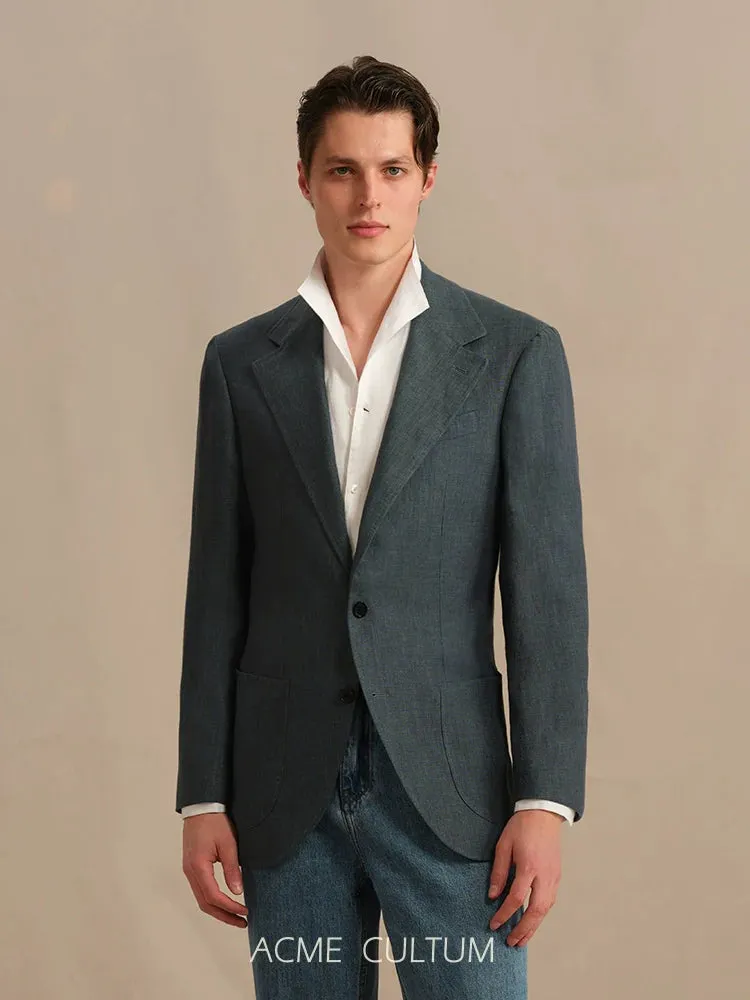 Pure Linen Single-Breasted Blazer