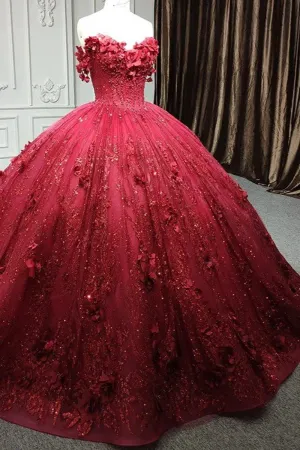 Quinceanera Dresses Exquisite Pearls Sleeveless Quinceanera Dresses 3D Appliques Party Dresses