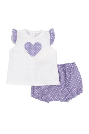 "Claudia" Purple Polka Dot Top & Bloomers