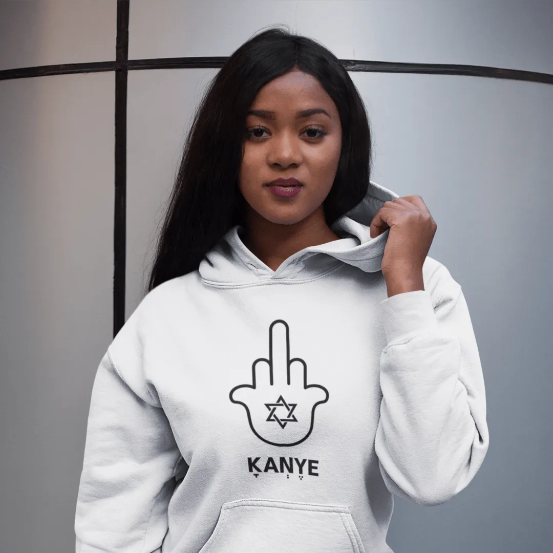 "FUCK KANYE HAMSA" White Custom Unisex Hoodie