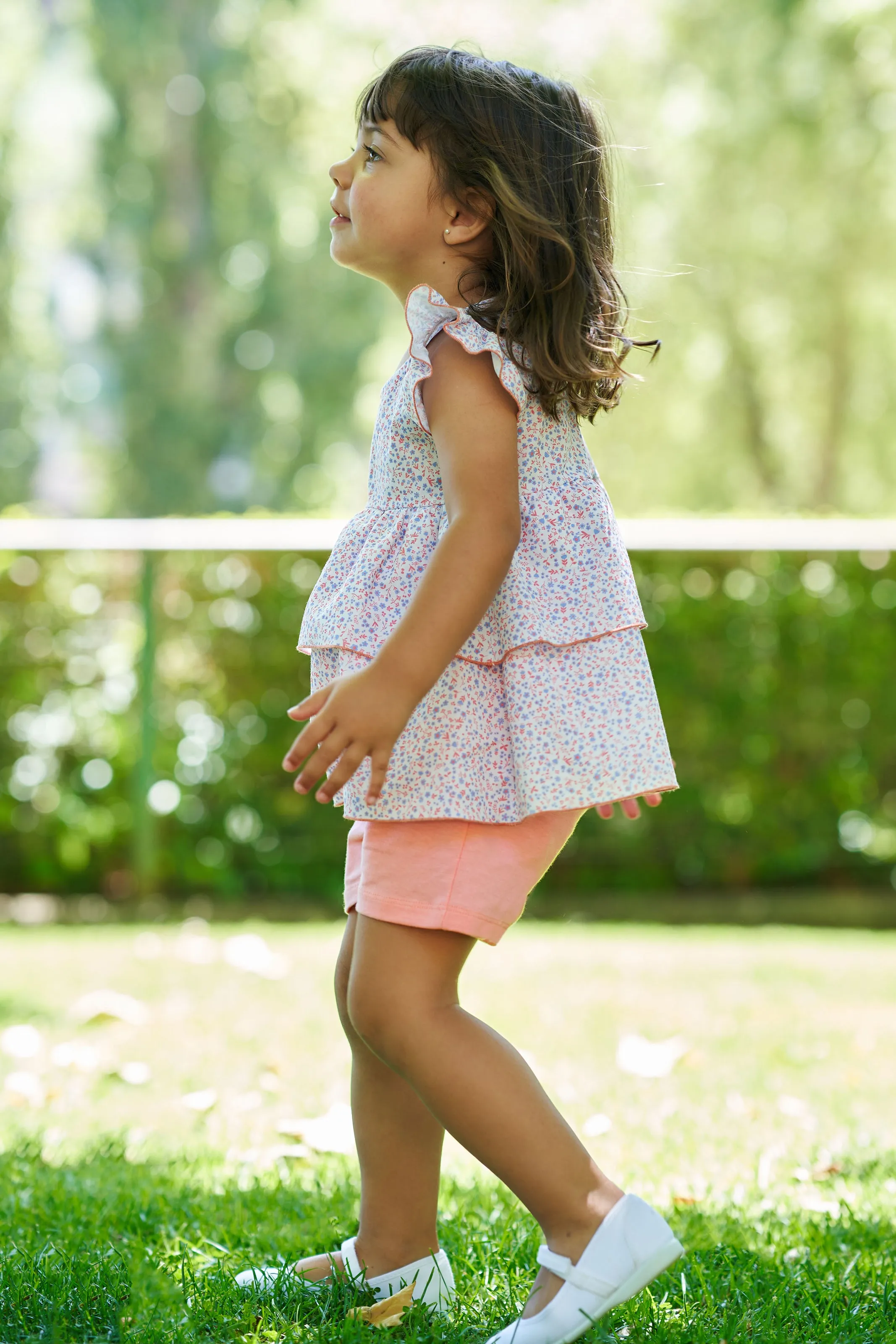 "Petal" Salmon Floral Blouse & Shorts